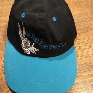 Vintage Hat Looney Tunes Bugs Bunny Snapback Whatever Hat 1997 Black